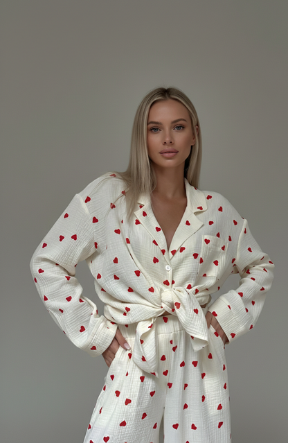 Luniva Hartjes Pyjama Set Dames met Comfortabele Pasvorm