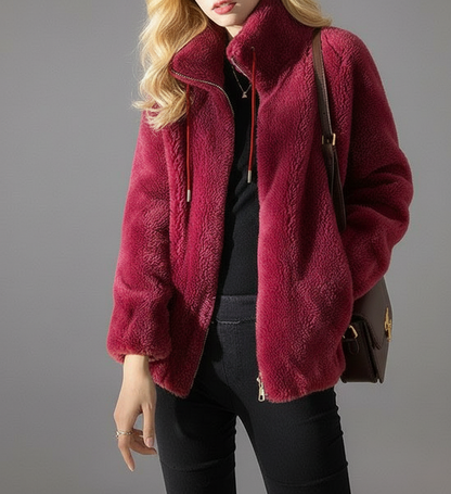 Noëlle Dames Fluwelen Winterjas met Hoge Kraag en Comfort