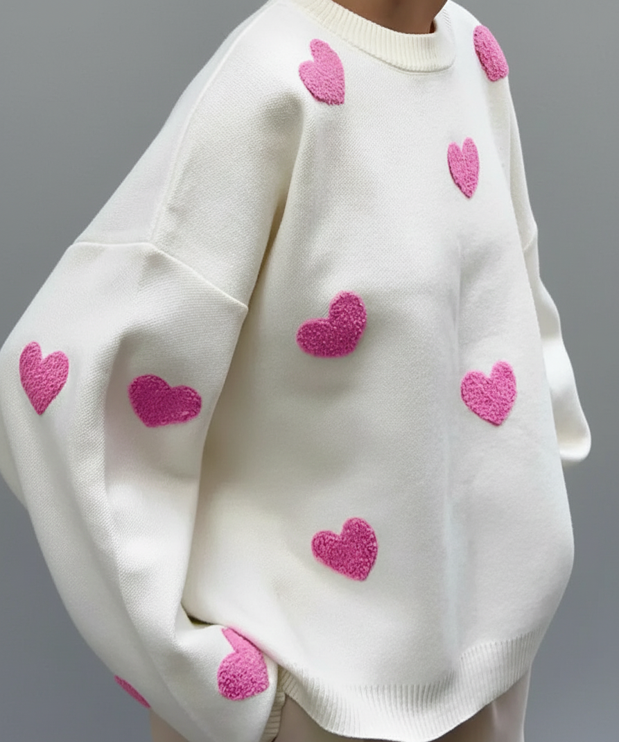 Valina damestrui met hartjesprint en oversized pasvorm katoen