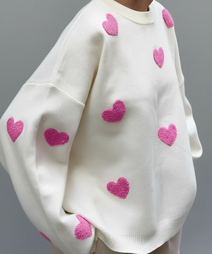 Valina damestrui met hartjesprint en oversized pasvorm katoen
