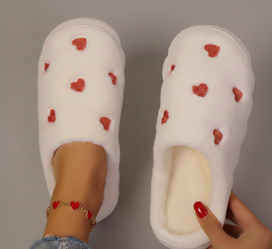 Warme Dames Fleece Sokken met Hartpatroon voor Thuisgebruik