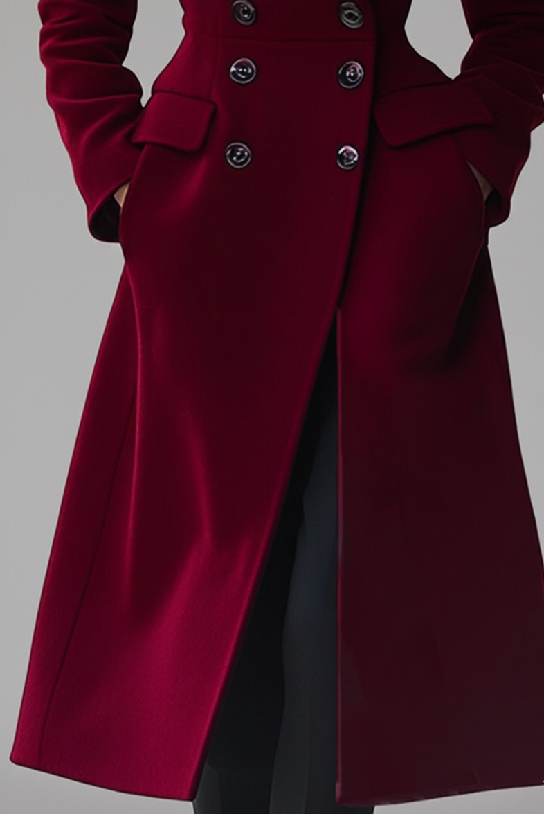 Lange Wollen Damesmantel – Elegante Wintermantel met Reverskraag