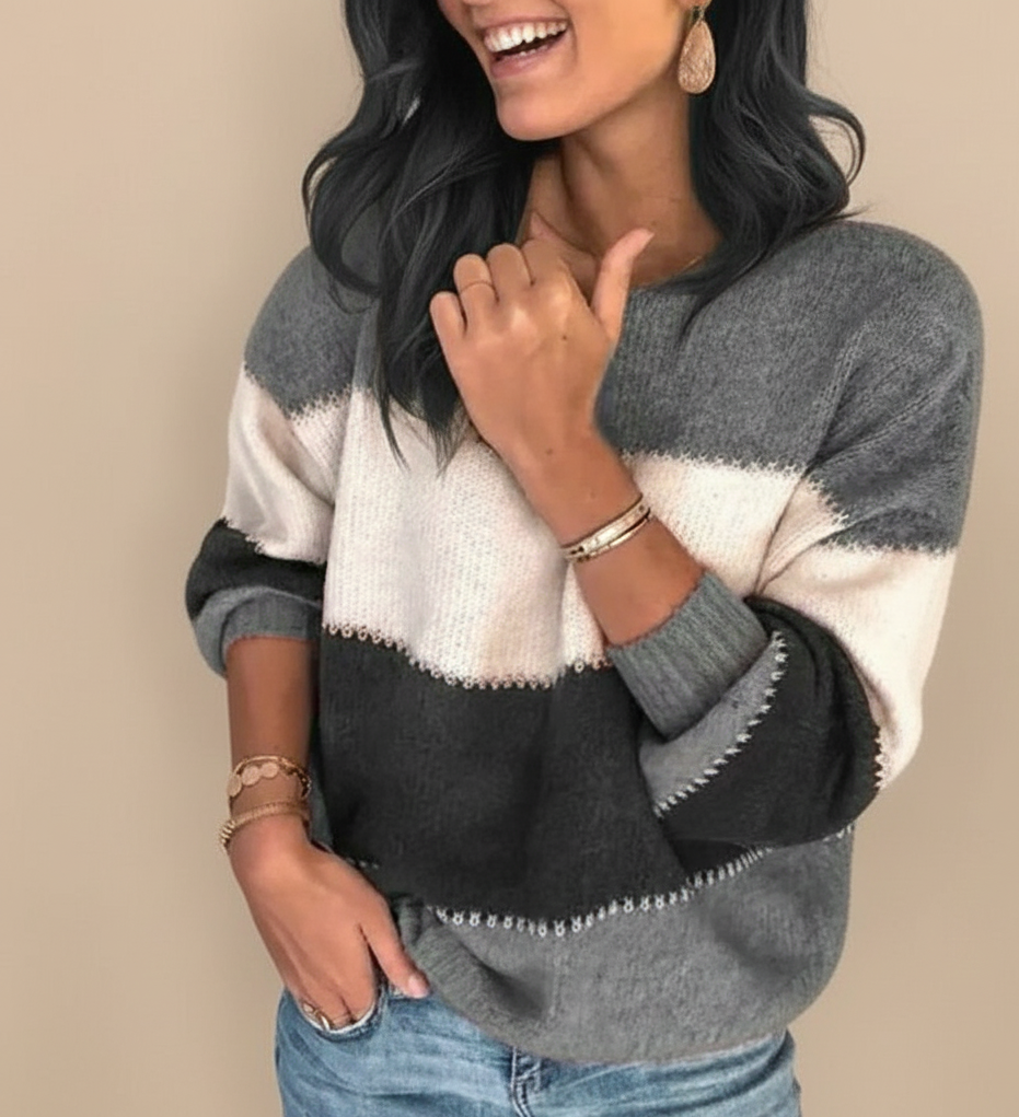 Zachtvallende Gebreide Damestrui met Relaxte Pasvorm voor Herfst