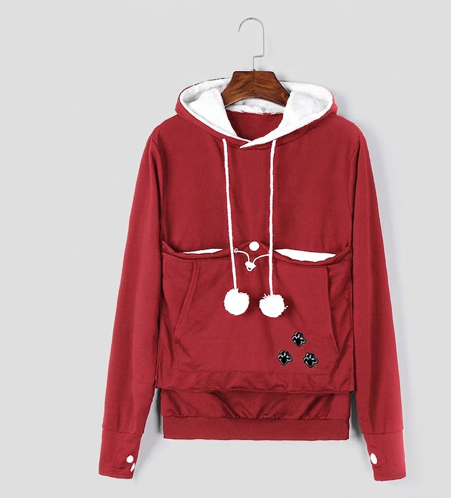 Snugora hoodie met draagbuidel voor huisdieren fleece trui