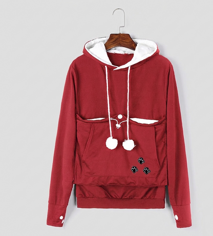 Snugora hoodie met draagbuidel voor huisdieren fleece trui
