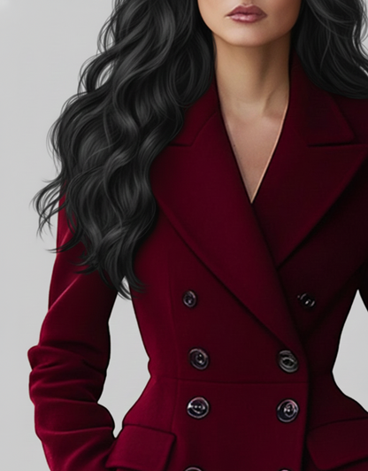 Lange Wollen Damesmantel – Elegante Wintermantel met Reverskraag