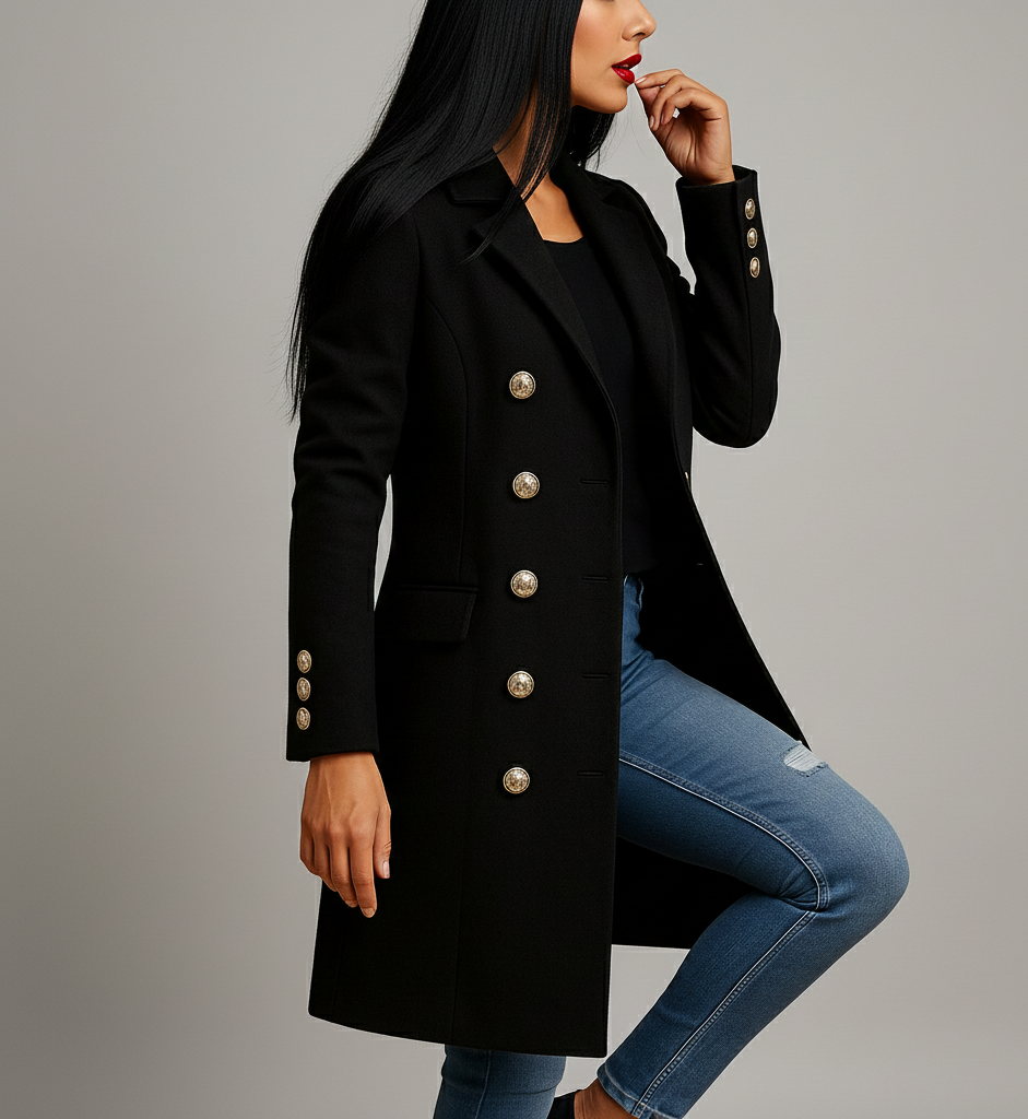 Lange Dames Trenchcoat Liora met Ceintuur en Dubbele Knopenrij