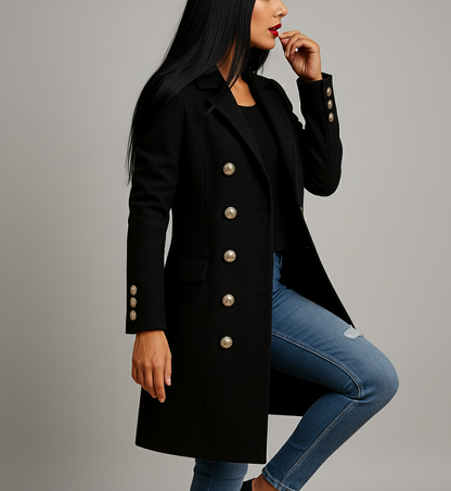 Lange Dames Trenchcoat Liora met Ceintuur en Dubbele Knopenrij