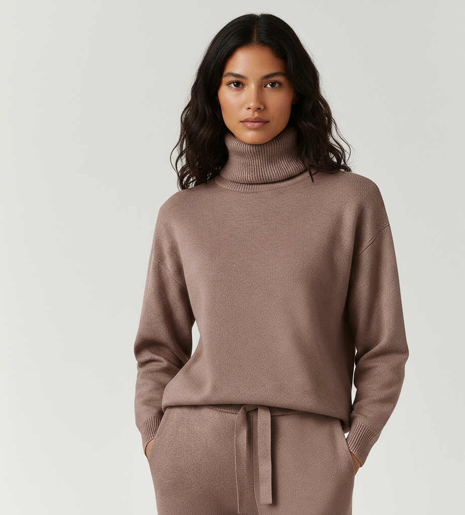 Zijderust Luxe Dames Loungewear Set van Katoen met Trui en Broek