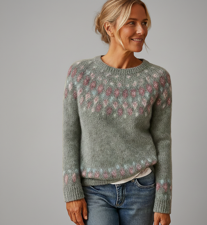 Winterprint Trui Nova – Warme damestrui met zachte wolmix en print