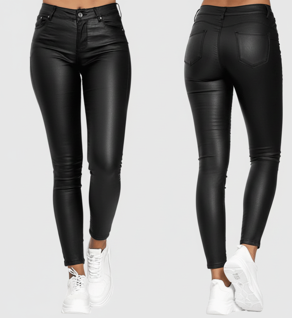Nova Leatherlook Skinny Broek voor Dames met Stretch Pasvorm