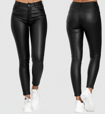 Nova Leatherlook Skinny Broek voor Dames met Stretch Pasvorm