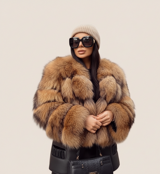 Luxe Cropped Winterjas Dames met Glamoureus Imitatiebont