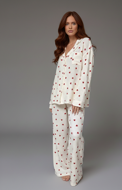 Luniva Hartjes Pyjama Set Dames met Comfortabele Pasvorm