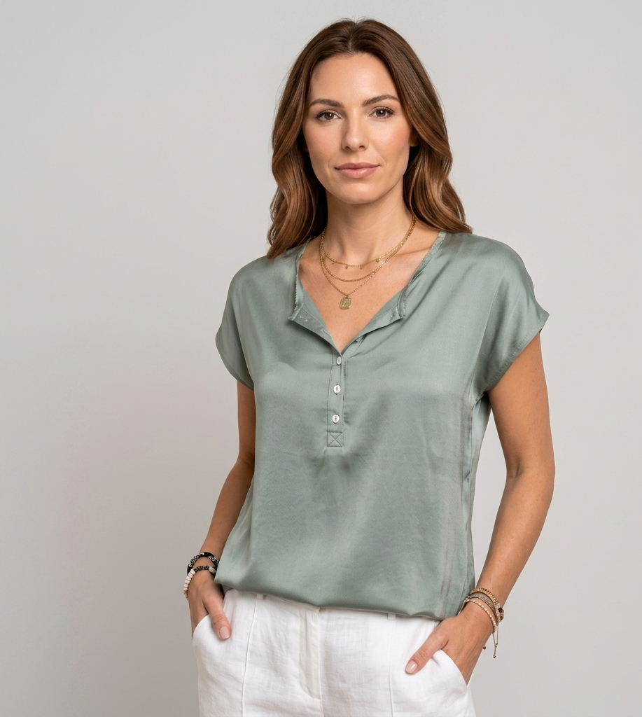 Selena Elegante Dames Top met Zijde Look en V-Hals