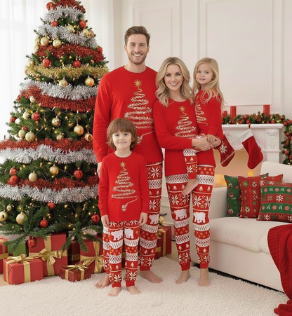Feestelijke Familie Kerstpyjama Set – Bijpassende Winter Pyjama
