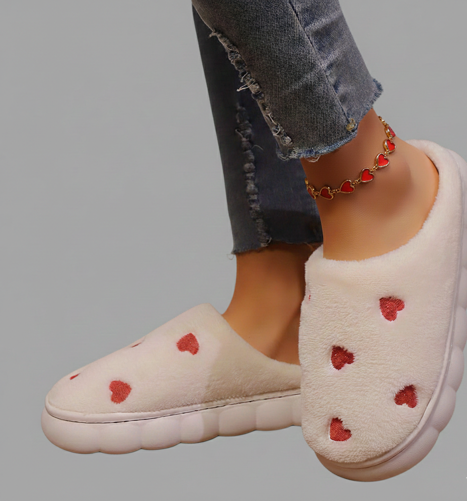 Warme Dames Fleece Sokken met Hartpatroon voor Thuisgebruik