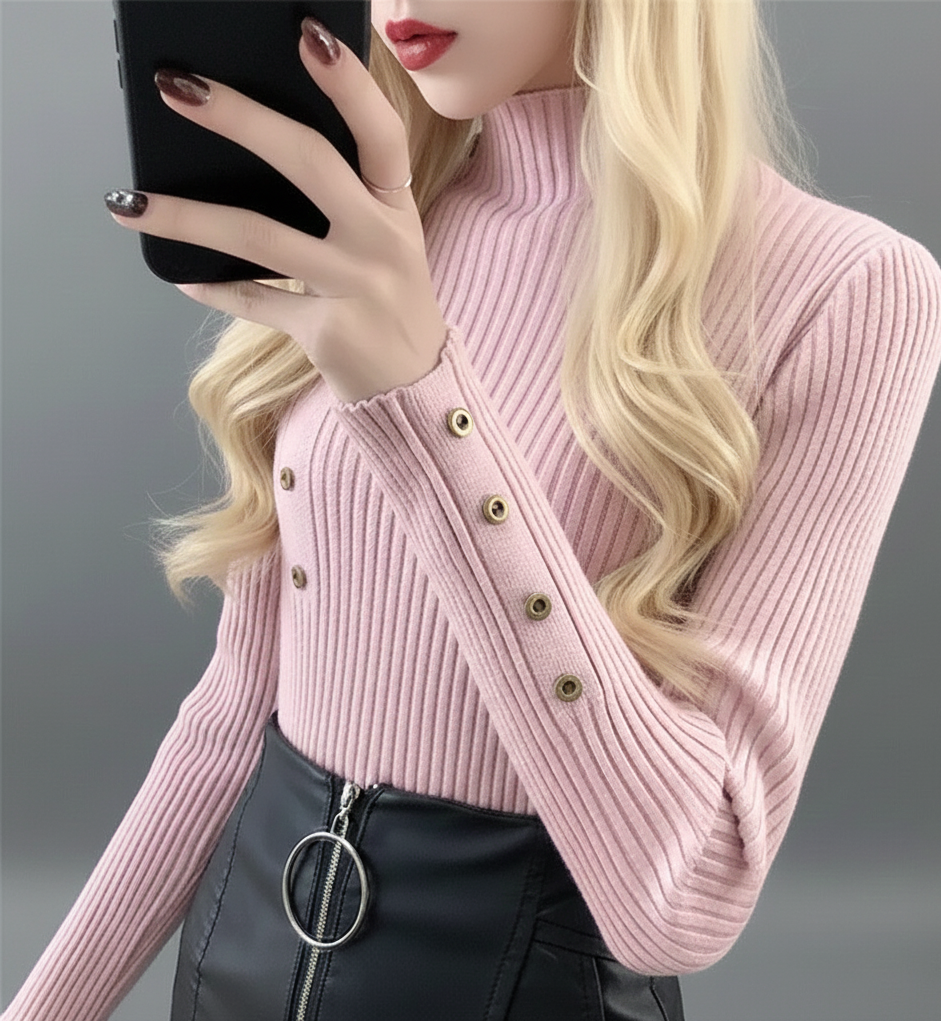 Warme dames coltrui met zachte stretch en elegante pasvorm