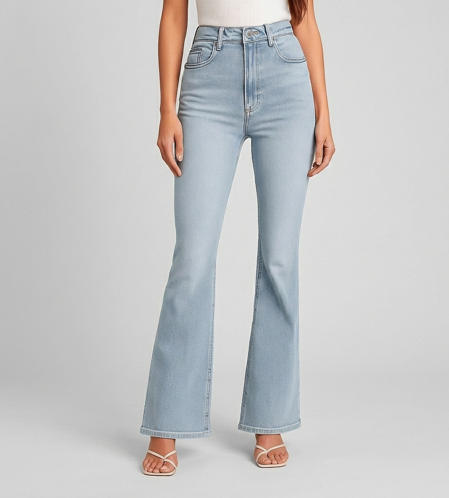 Zantrielle Hoge Taille Flared Jeans met Plissé Detail