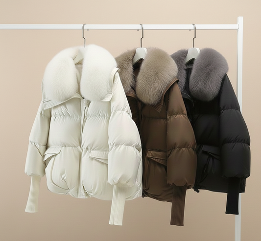 Luxeflair Pufferjas Dames – Heuplange Winterjas met Bontkraag