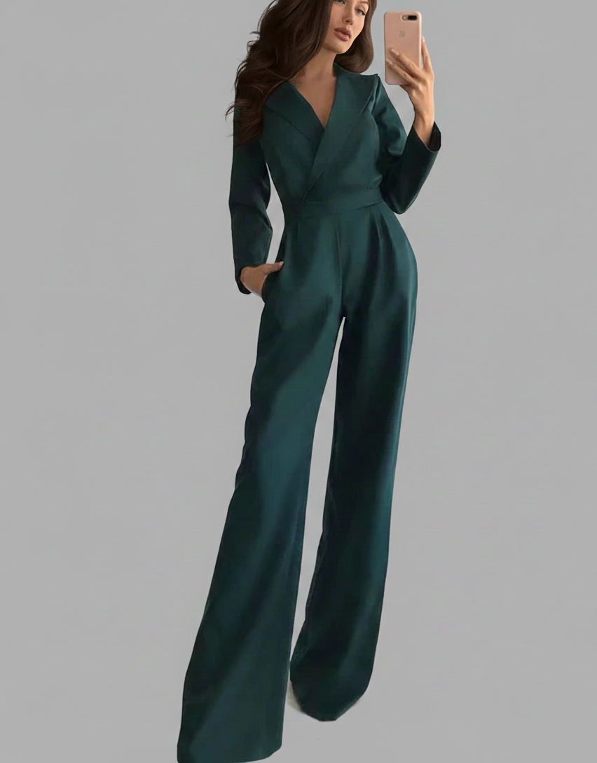 Zaanlijn Elegante Dames Jumpsuit met Elastische Taille en V-Hals