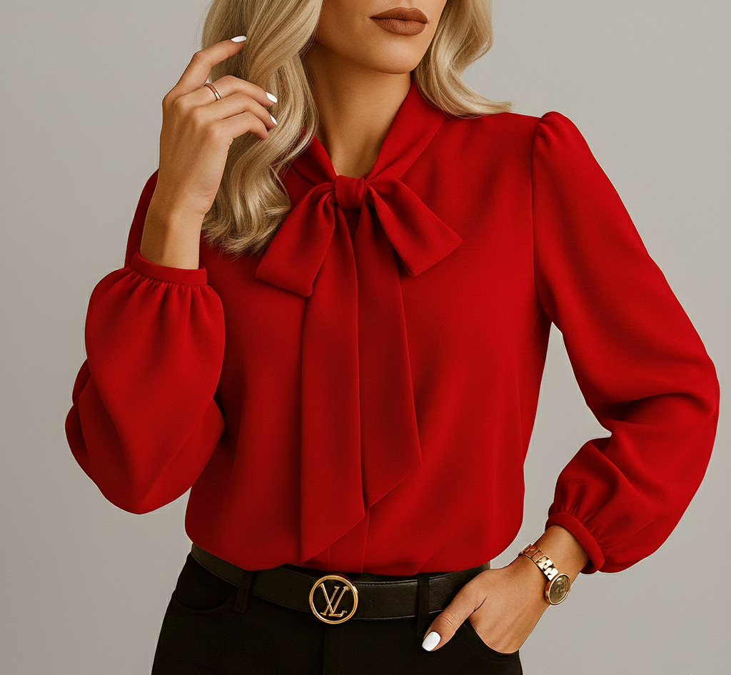 Dames Strikblouse Elyona | Elegante Losvallende Top met Halsstrik