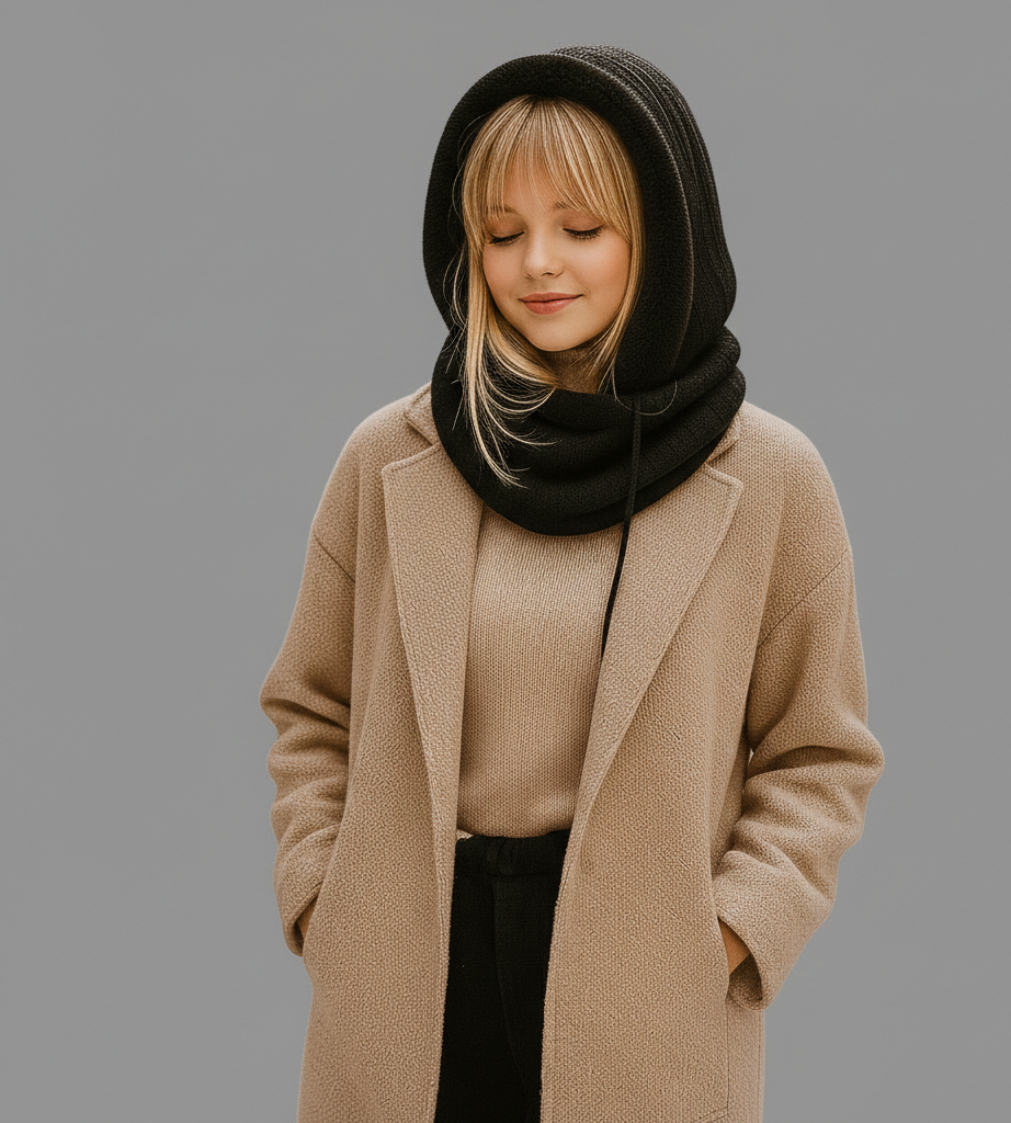 Warme Dames Winterset met Gebreide Stof en Capuchon met Bontlook