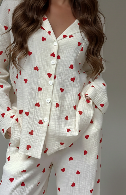 Luniva Hartjes Pyjama Set Dames met Comfortabele Pasvorm