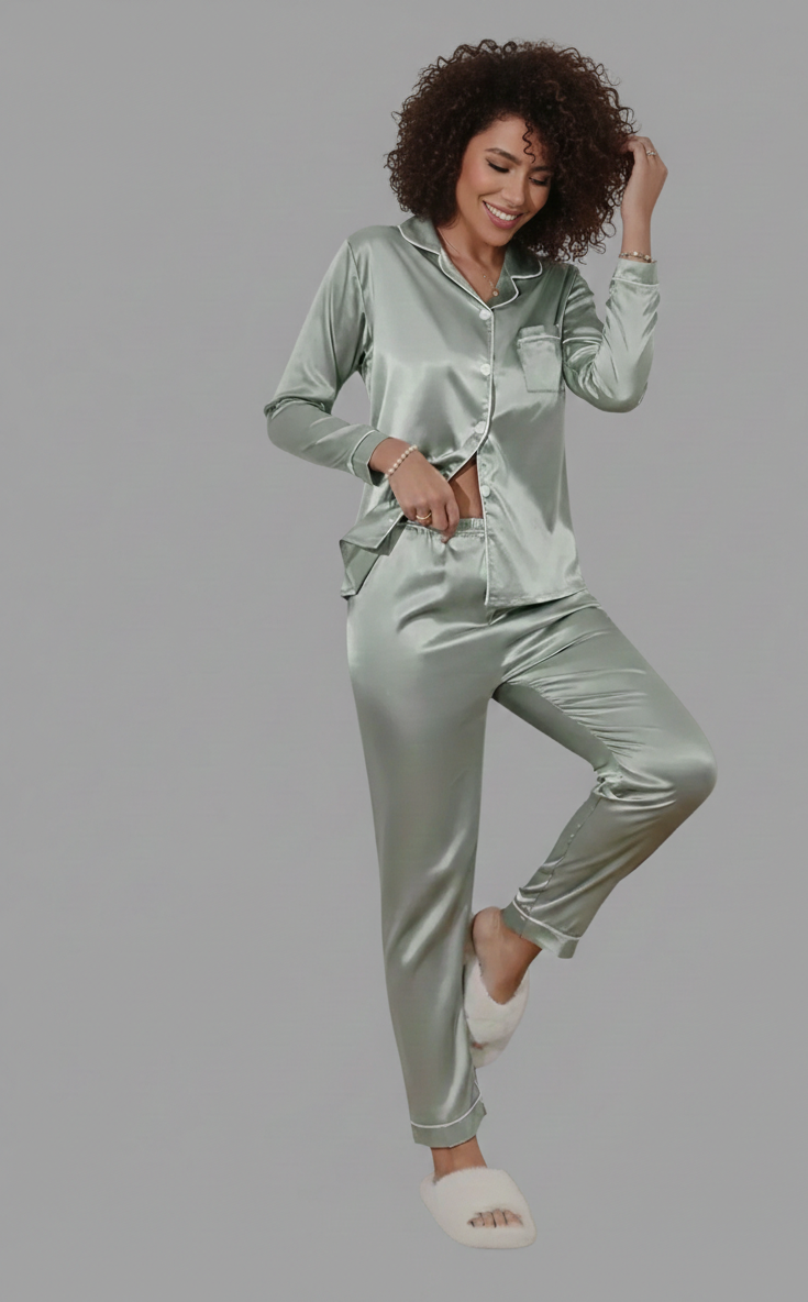 Tove™ Luxe Satijnen Damespyjama Set – Elegant & Comfortabel