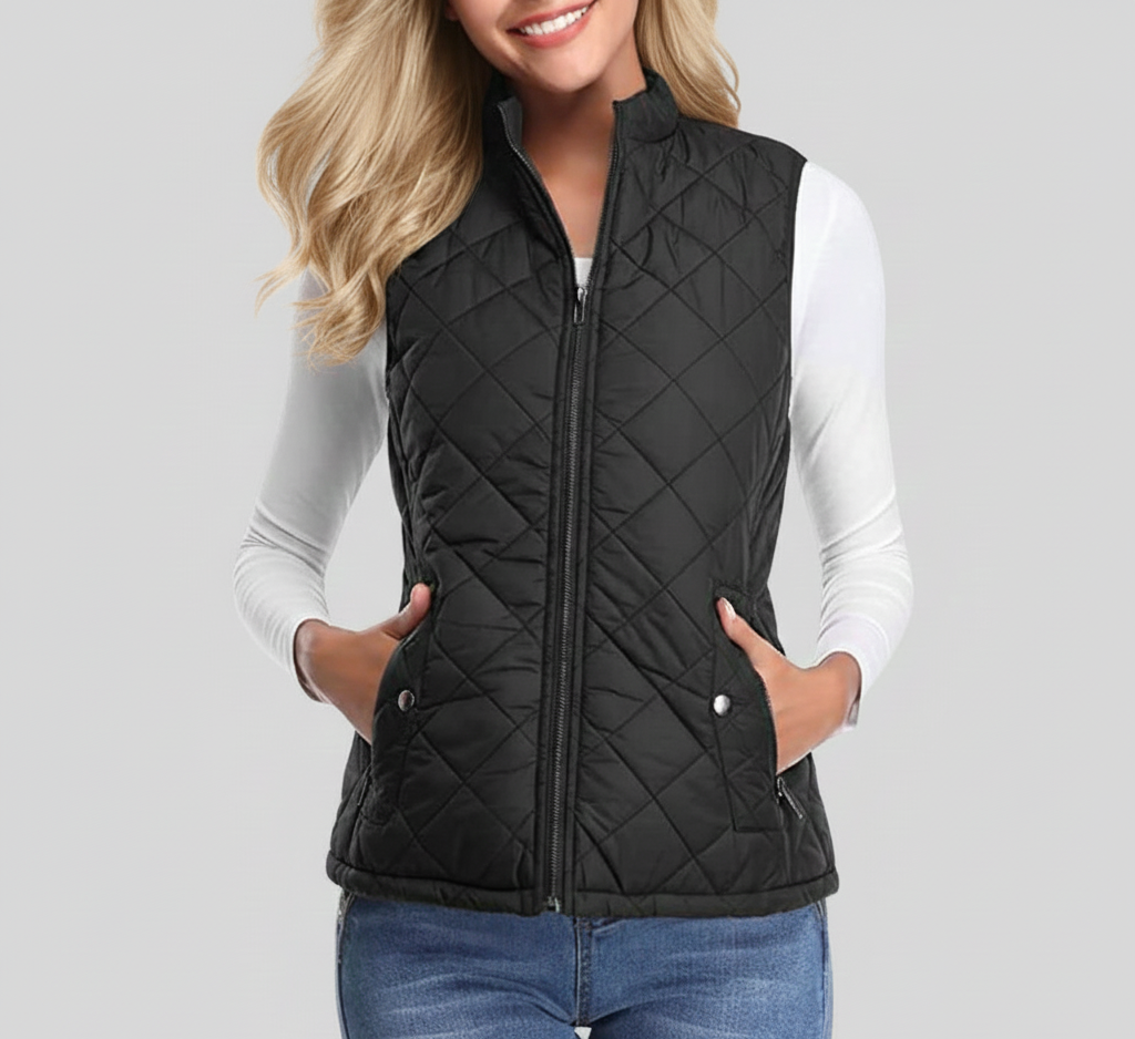 Nova Dames Gewatteerde Bodywarmer met Opstaande Kraag
