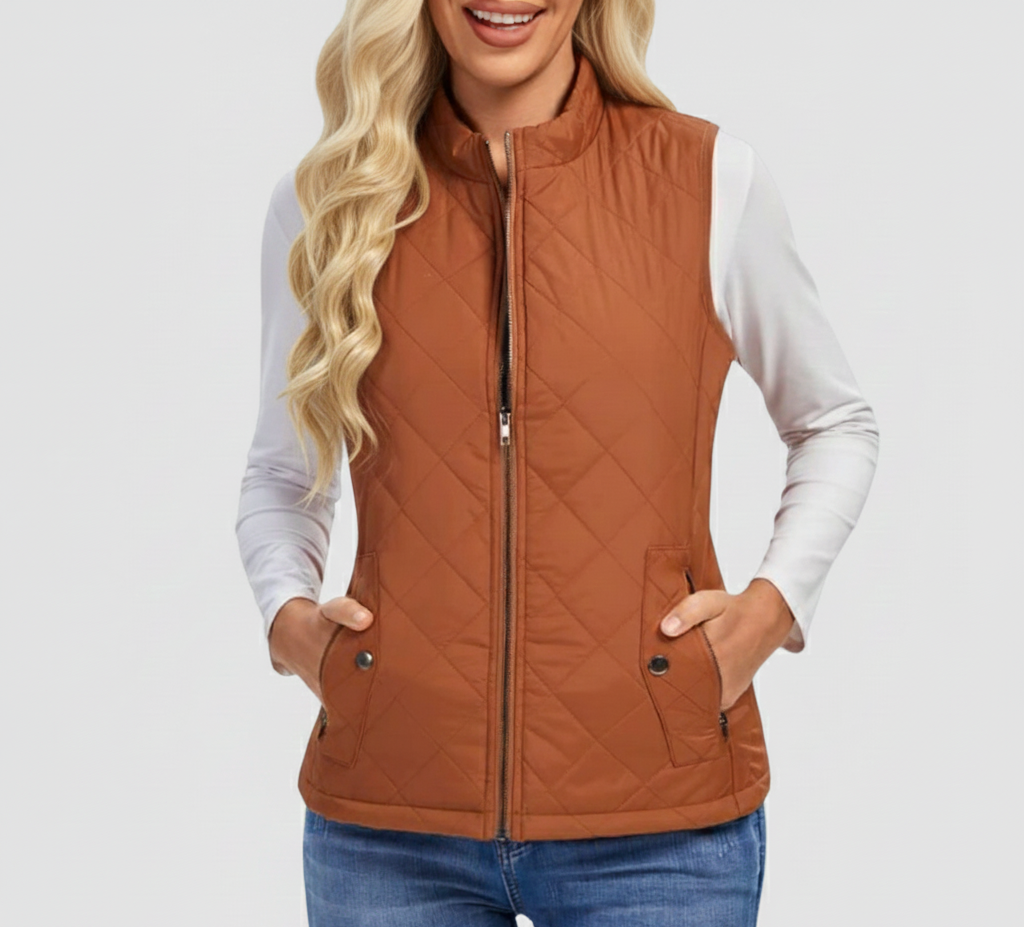 Nova Dames Gewatteerde Bodywarmer met Opstaande Kraag