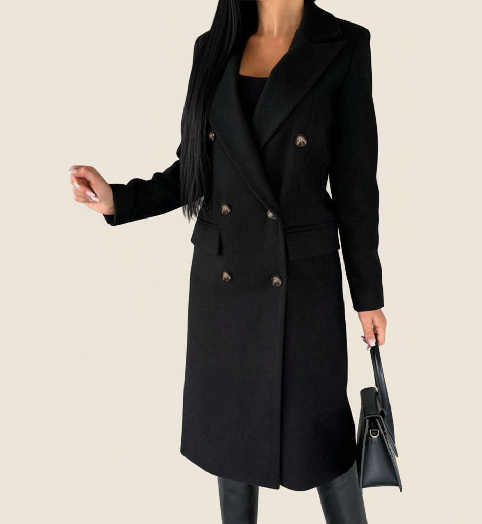 Lange Wollen Mantel Dames – Elegante Stadsmantel Luna Lijn