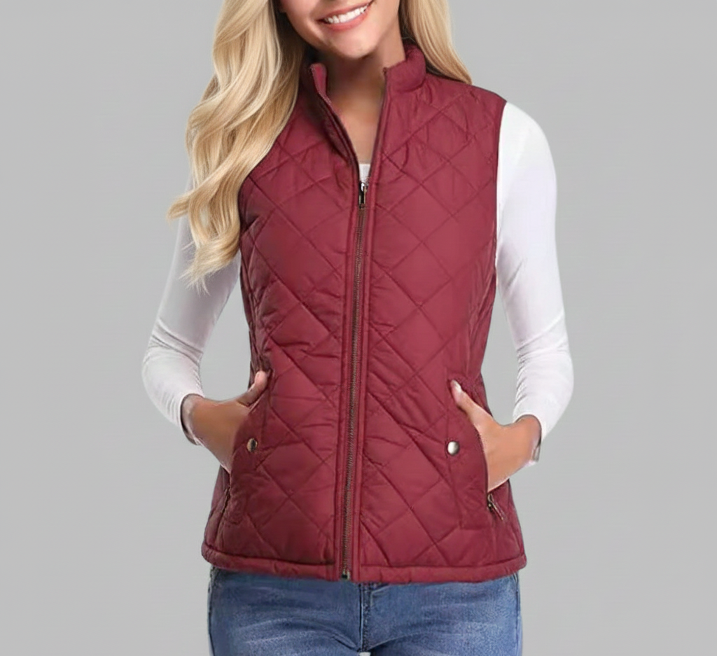 Nova Dames Gewatteerde Bodywarmer met Opstaande Kraag