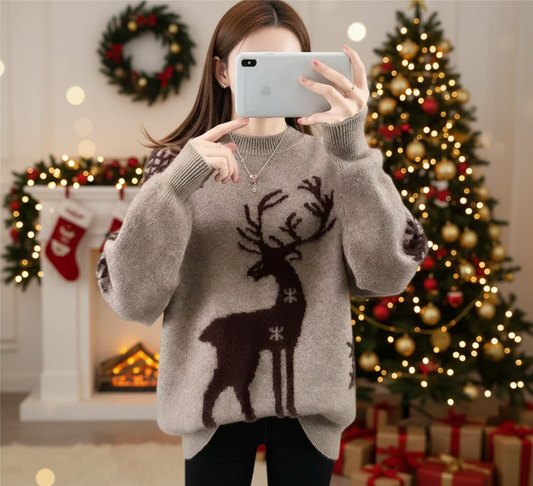Warme Rendier Luxe-Kersttrui Dames Nordwinter Knit