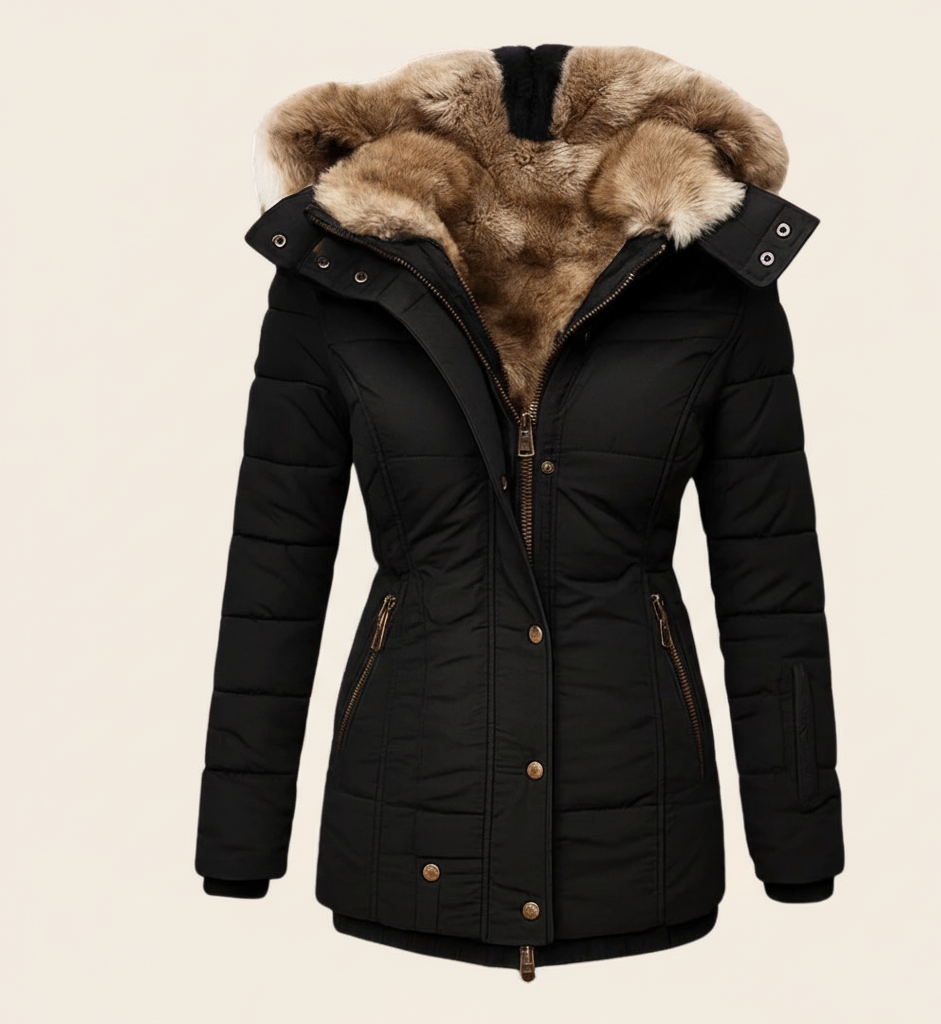 Warme Dames Winterjas NoorLuxe – Elegante jas met zachte bontvoering