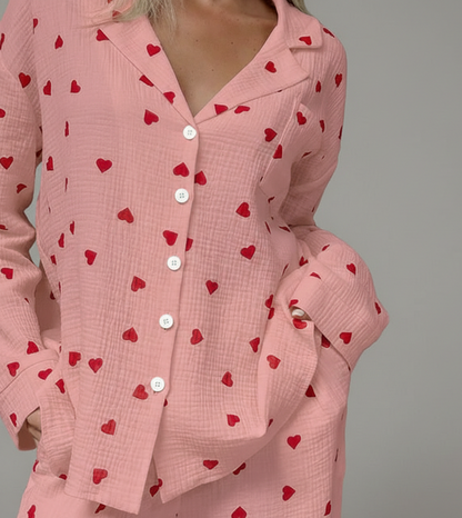 Luniva Hartjes Pyjama Set Dames met Comfortabele Pasvorm