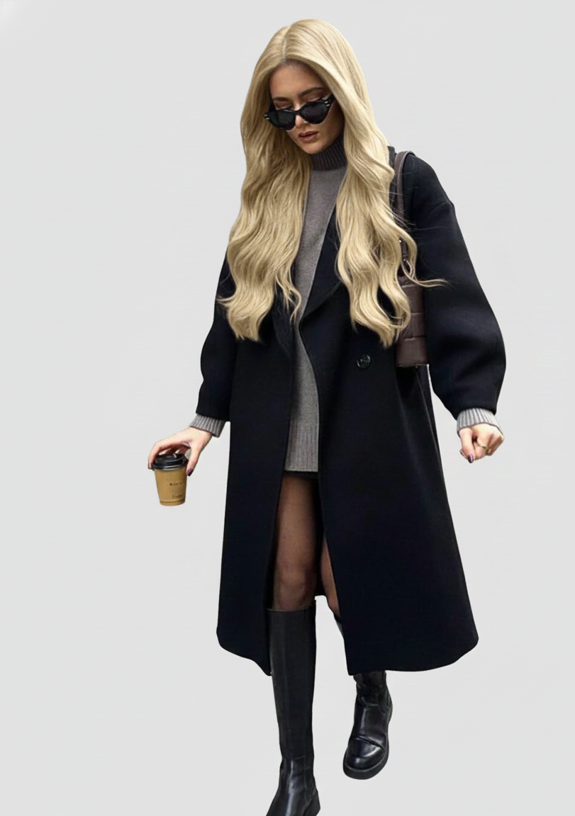 Wintercharm Lange Damestrenchcoat met Ceintuur en Klassieke Kraag