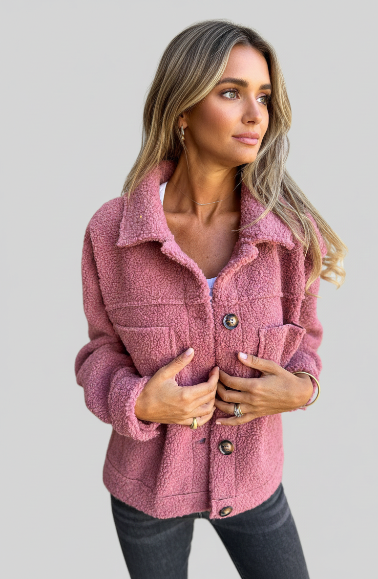 Dames herfstjas met knopen, reverskraag en praktische zakken