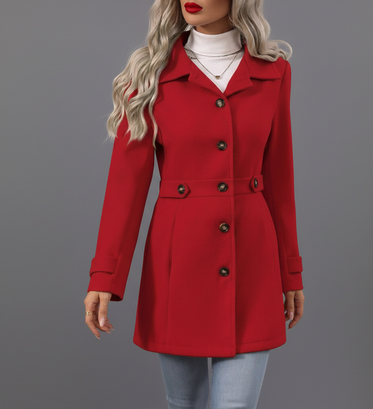 Celeste Elegance Damesjas – Luxe middellange jas met knopen voor dames