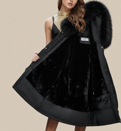 Elara Gewatteerde Dames Winterjas met Afneembare Kraag en Tailleban