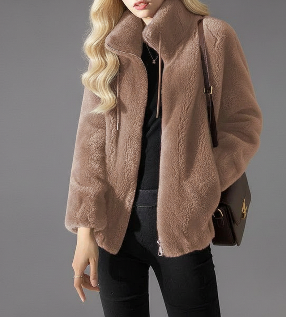 Noëlle Dames Fluwelen Winterjas met Hoge Kraag en Comfort