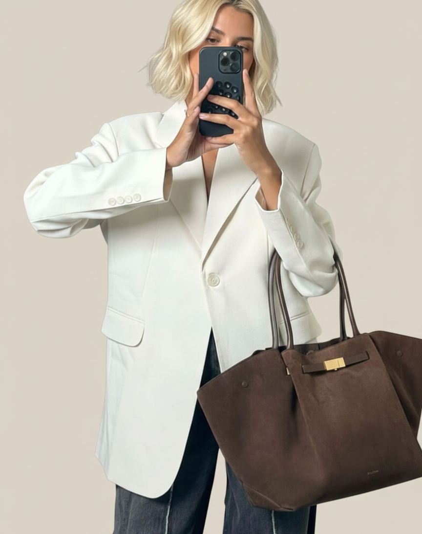 Selora suède dameshandtas met schouderriem en elegante sluiting