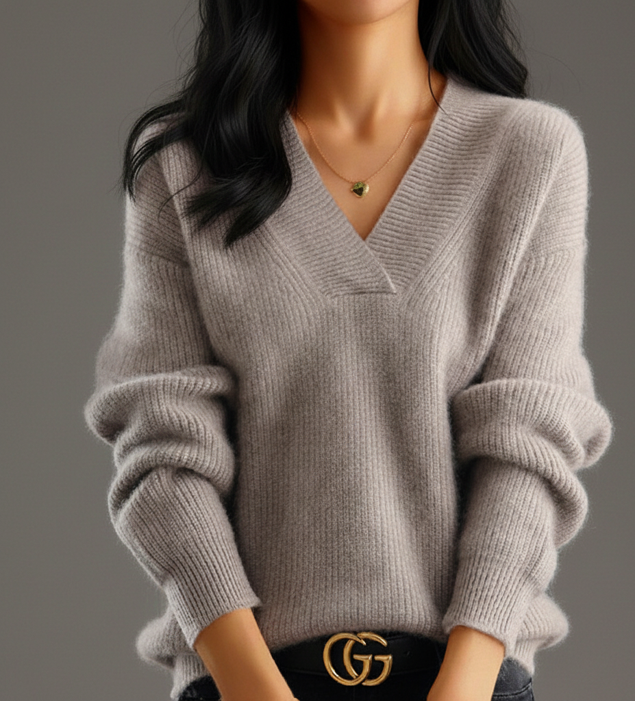 ComfortZacht Gebreide Pullover – Elegante V-Hals Damestrui