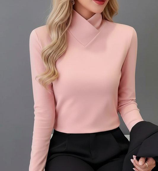 Elviane Asymmetrische Dames Top met Lange Mouwen en Slim Fit