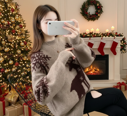 Warme Rendier Luxe-Kersttrui Dames Nordwinter Knit