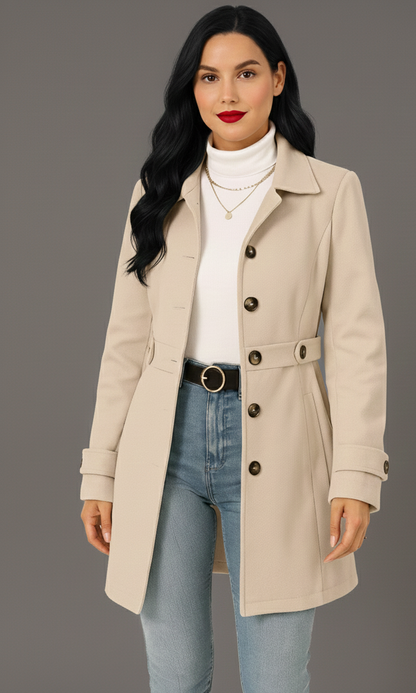 Celeste Elegance Damesjas – Luxe middellange jas met knopen voor dames
