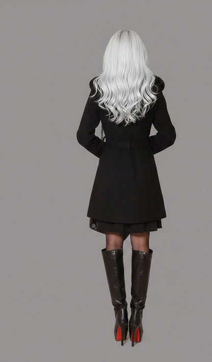 Noorderlicht Faux Fur Damesmantel met Dubbelknoop en Slanke Pasvorm