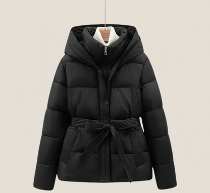 FrostLijn Gewatteerde Damesparka met Tailleceintuur – Warme Winterjas