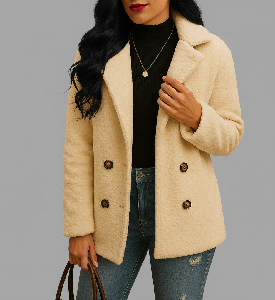 Noor Elegante Korte Damesjas met Knoopsluiting en Getailleerde Pasvorm