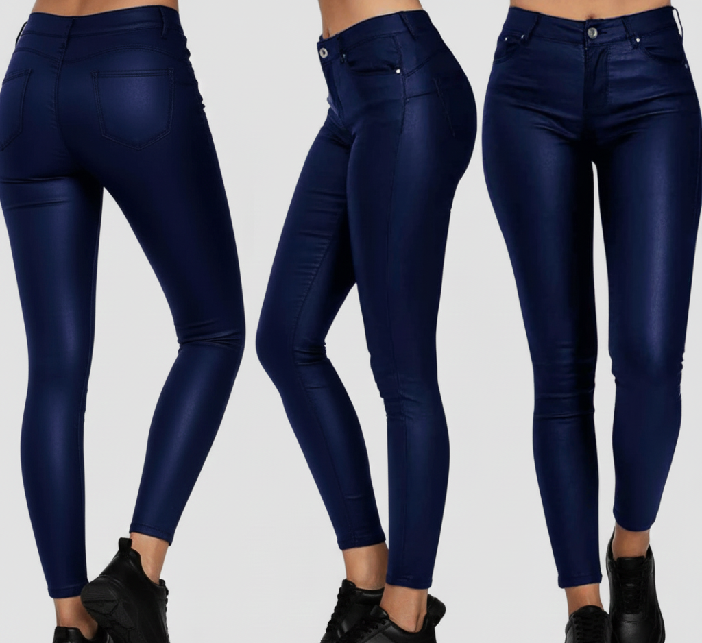 Nova Leatherlook Skinny Broek voor Dames met Stretch Pasvorm